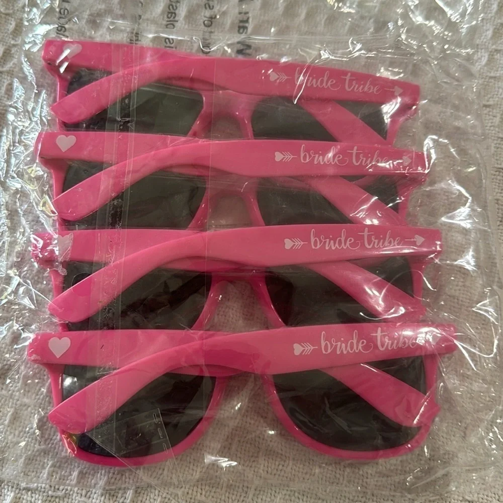 Bachelorette Hot Pink Bride Tribe Set of 4 Sunglasses